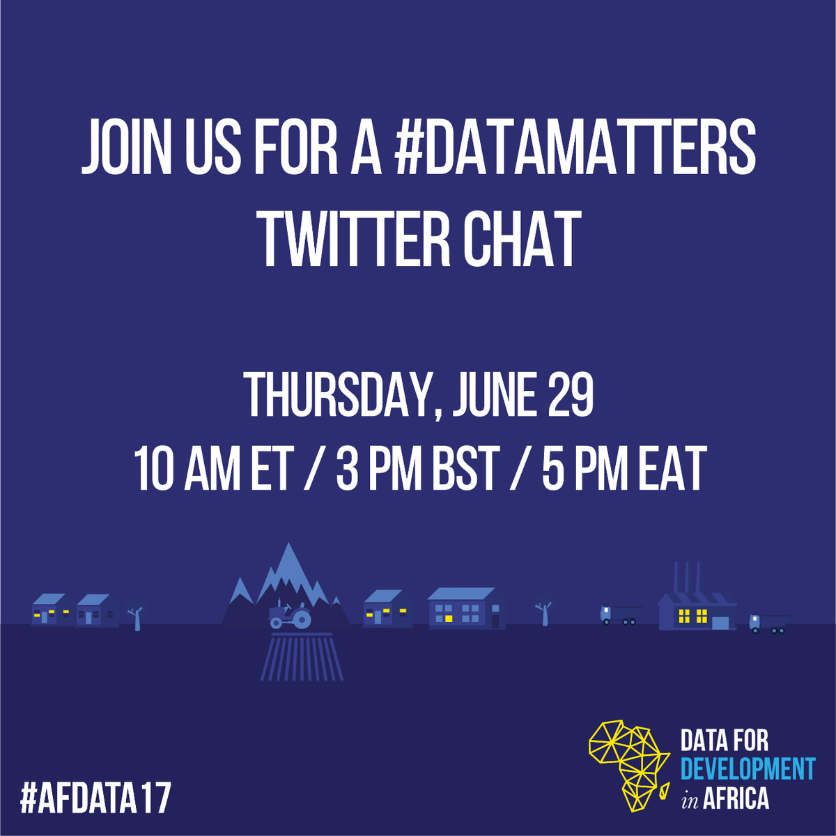 afrobarometer's tweet image. Mark your calendars: #DataMatters Chat during ‘Data for Development in Africa’ #AfData17! Follow #DataMatters on 6/29 at 10AM ET / 5PM EAT