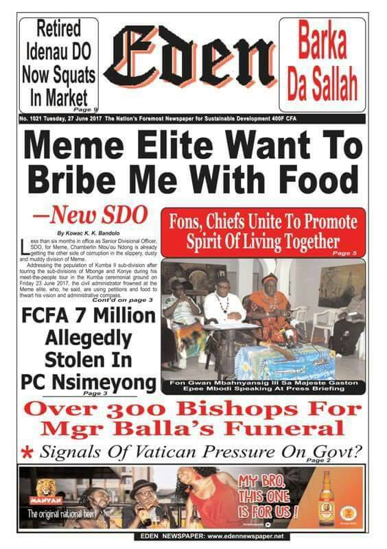 AnniePayep's tweet photo. Les journaux ce #27juin au #cameroun #Unes le #SDF a un journal, #SDFEchos. Sinon forum sur la diaspora à la Une de #CamerPress #presscmr https://t.co/F3C7NVLtv4