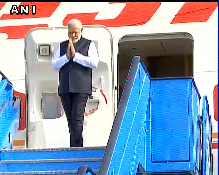 ndtv's tweet image. Prime Minister Narendra Modi arrives in Amsterdam, Netherlands in last leg of his three-nation tour

(ANI)