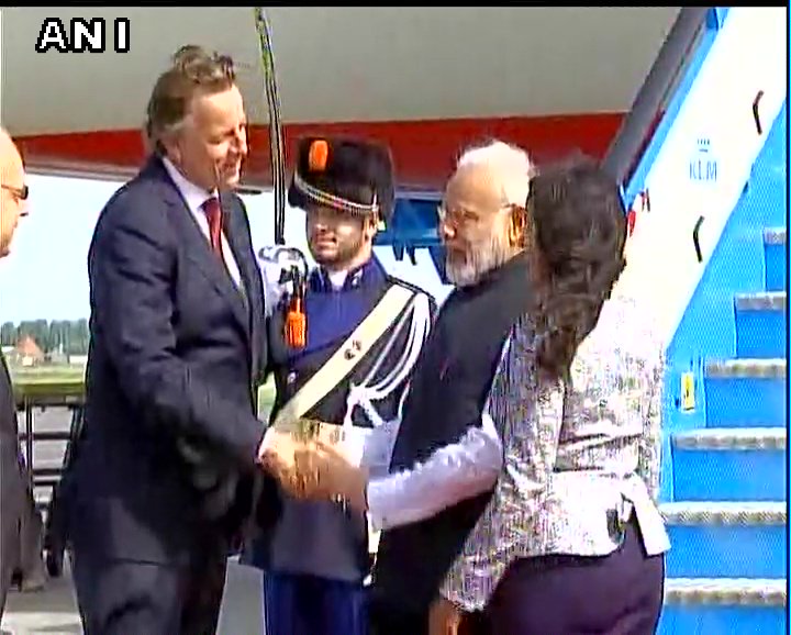 ndtv's tweet image. Prime Minister Narendra Modi arrives in Amsterdam, Netherlands in last leg of his three-nation tour

(ANI)