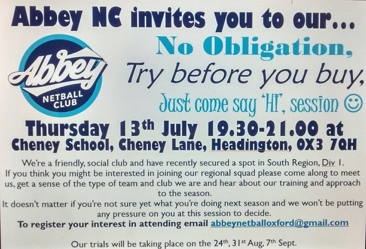 AbbeyOxford's tweet photo. Please share #newplayers #netball #regional @didcotnetball @eagles_netball @ChallowNetball @England_Netball @WoodleyNetball @WokinghamNet https://t.co/pNdFFD1TNe