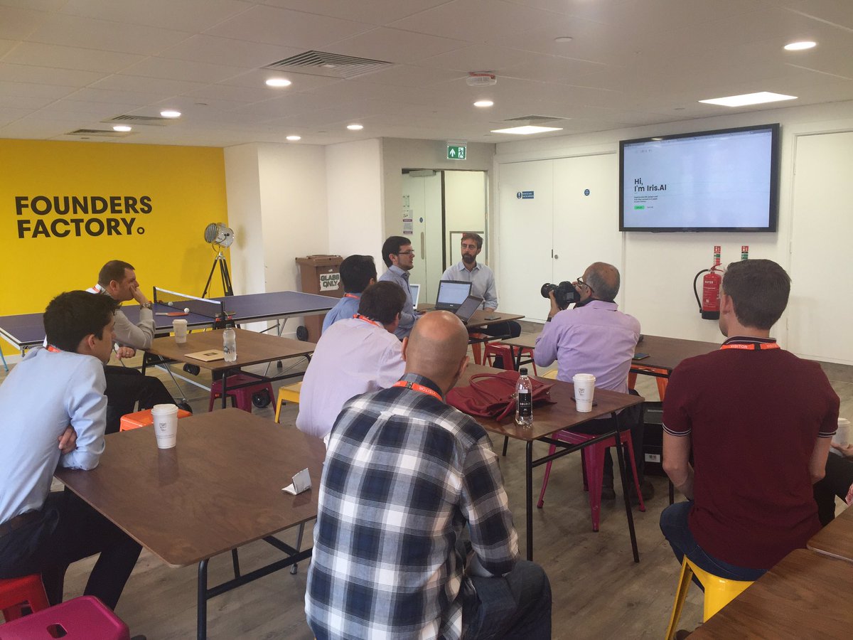 TheIrisAI's tweet image. Scithon getting started at our London office! @EzaroMedia @vici4a explaining how the tool works. #researchsprint #AI #science