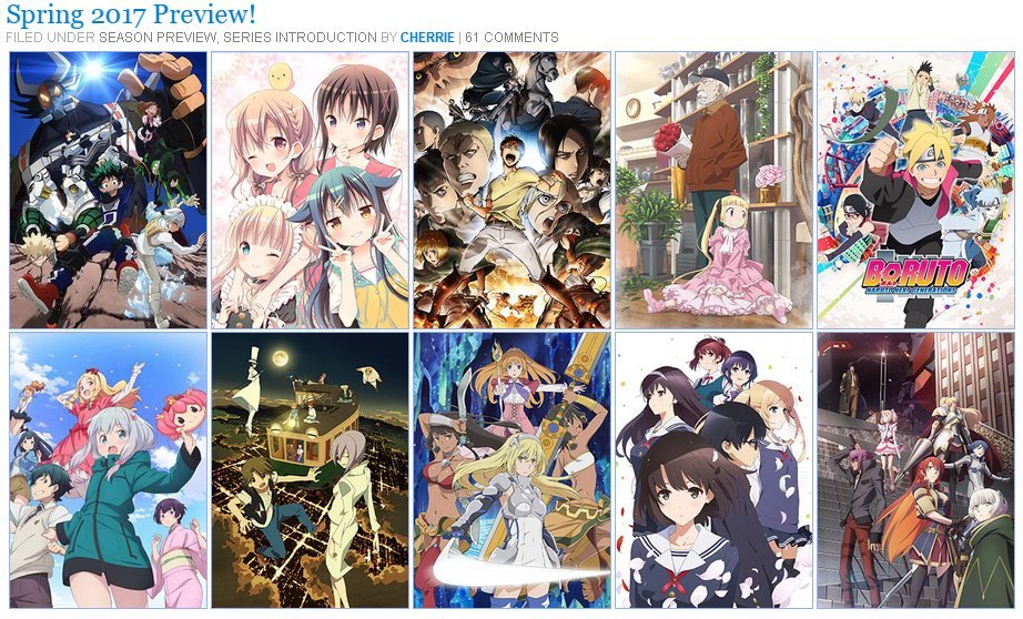 xatanas:

Link to Random Curiosity’s Spring 2017 anime preview
It’s weird, there’s a lot of stuff that looks good this season combined with…