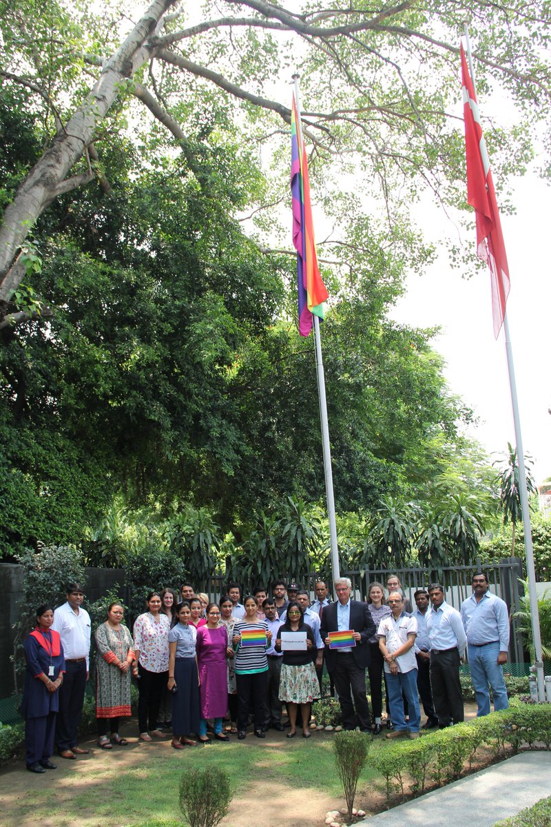 We raised the rainbow flag at the Embassy to celebrate #PrideMonth #MyCountry4Equality #ForeignMissionsPride #DKForDiversity