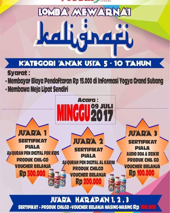 Otoyhu2's tweet photo. Yuu mari isi liburan dngan kegiatan positif bagi Putra/putrinya Ikuti lomba mewarnai kaligrafi hari minggu tgl9 juli 2017.YOGYA GRAND SUBANG https://t.co/P2r4ypCUjV