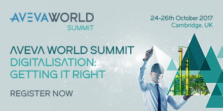 Join the 2017 AVEVA World Summit to learn how to get Digitalisation RIGHT. Save £100 and register at avevaworld.com #AVEVAWorld