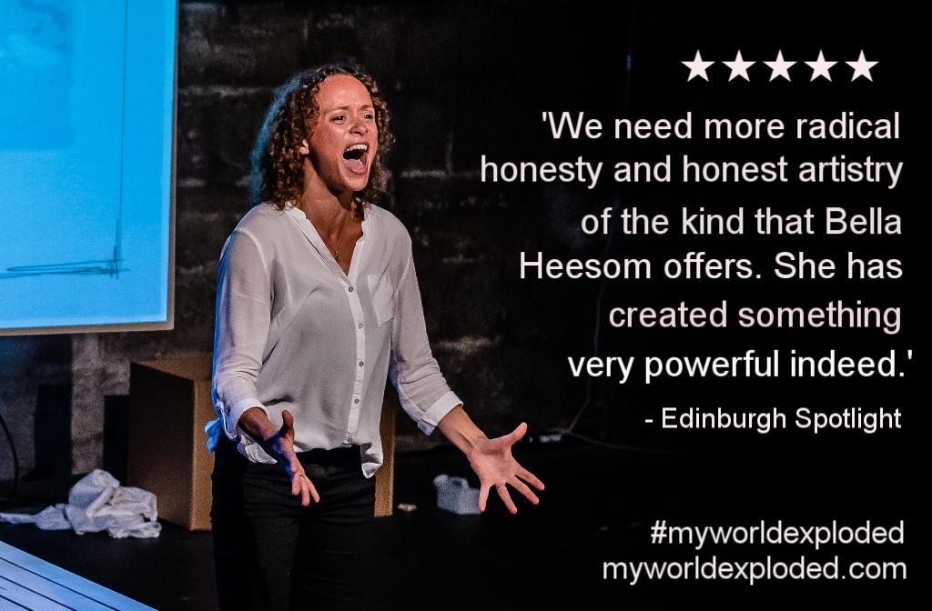 BellaHeesom's tweet photo. "I must not fear. Fear is a mind-killer. I must face my fear" #myworldexploded @ThePlaceBedford This Fri 30 June https://t.co/5nAiGoiYuz https://t.co/aCbdQgw6iO