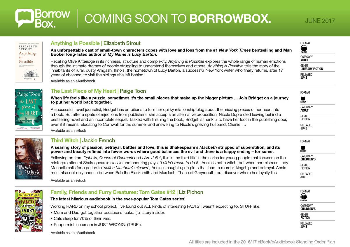 RochdaleCouncil's tweet photo. New audio and ebooks this month on @BorrowBoxApp. See the council website or in library for more details. #rochdalelibraries https://t.co/qEEkBoXgGr