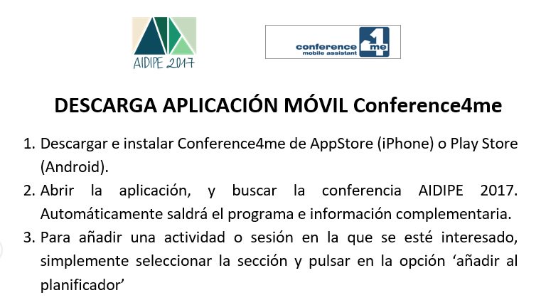 aidipe2017's tweet photo. Te recomendamos seguir el #aidipe2017 con la aplicación #Conference4me. https://t.co/ng5yQR1VPU