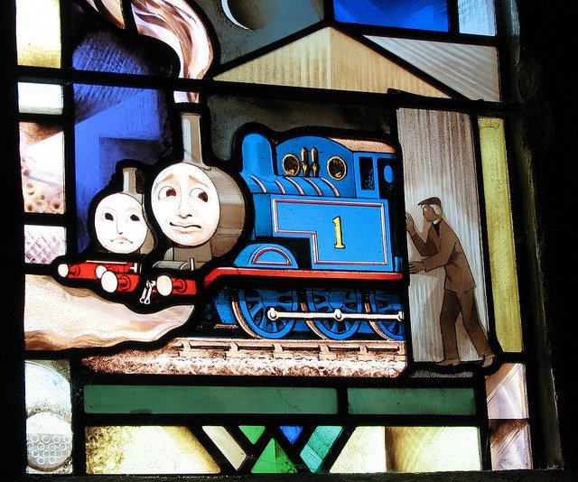 MrTimDunn's tweet photo. Trainspotting in church!
Thomas the Tank Engine is in two stained glass windows: Emneth and Rodborough (where Rev Awdry served then retired) https://t.co/AtN4FTA7aE
