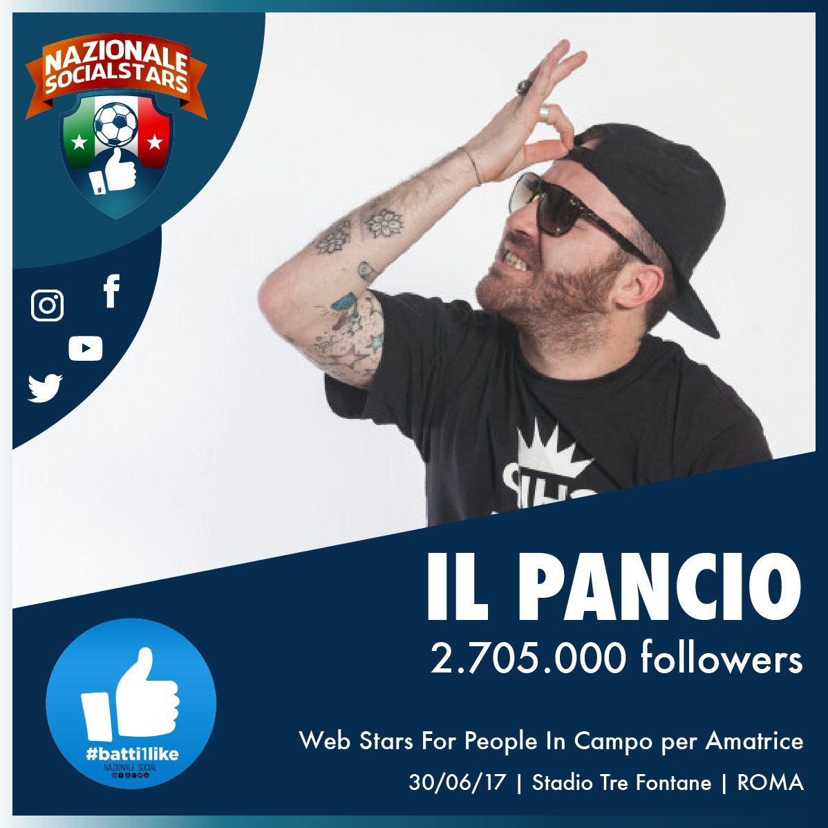 NazionaleSocial's tweet photo. Se almeno una volta nella vita hai guardato @il_pancio non puoi perdere l'occasione di incontrarlo! 🔝
Biglietti su: https://t.co/Tg2TThmTPc https://t.co/5QXiOeWfQS
