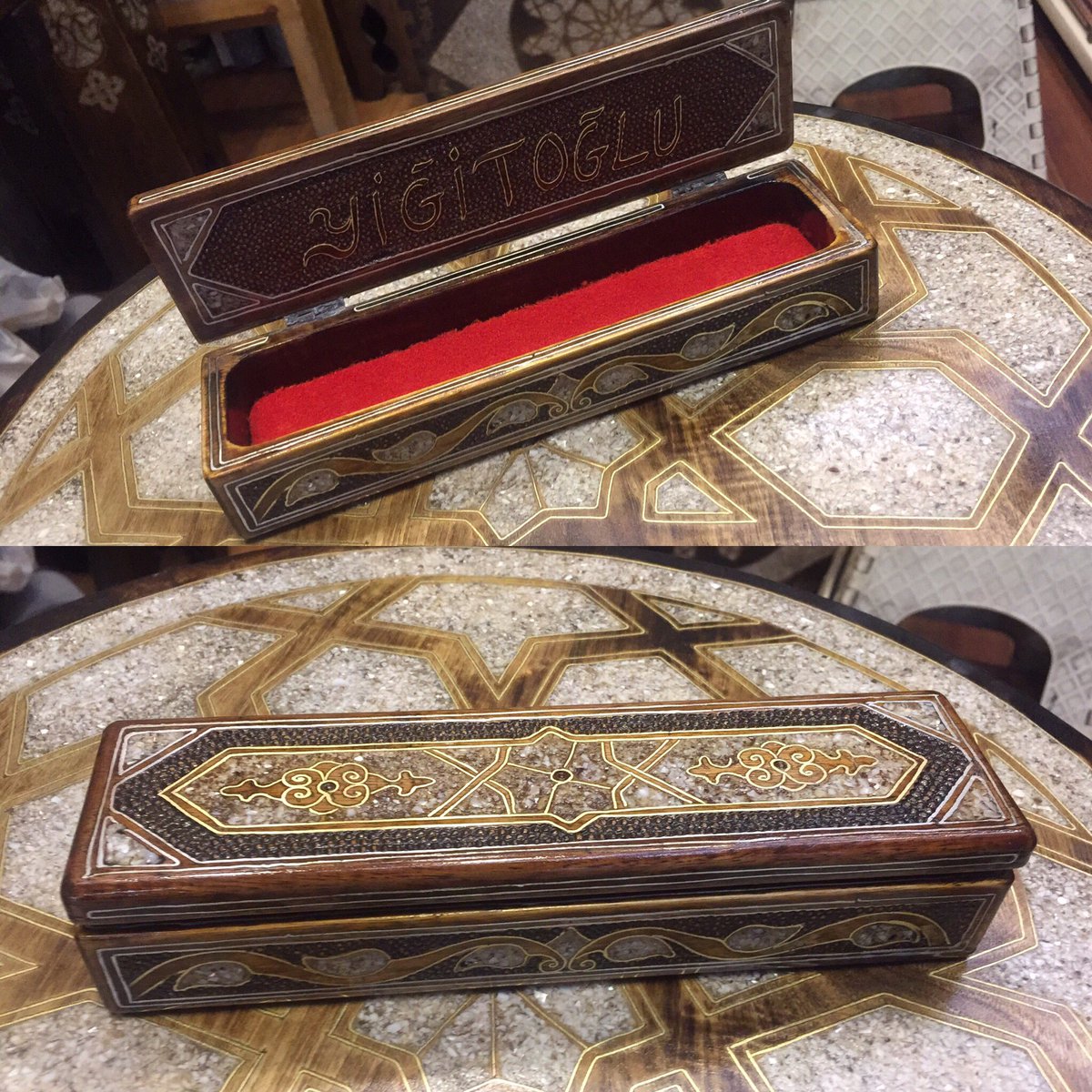 Kişiye özel mozaik sedef işlemeli el yapımı Tesbih kutusu