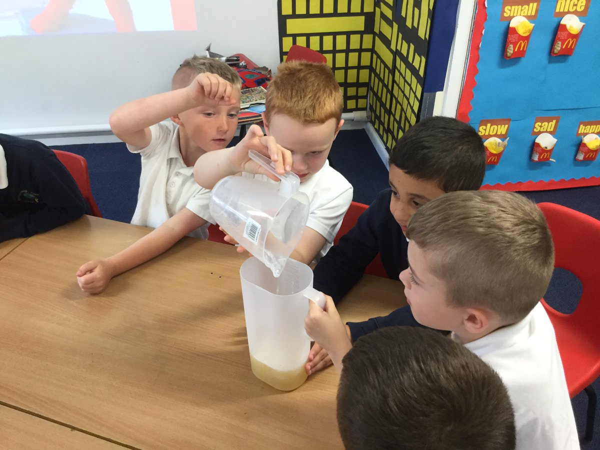 Y2JJWCPS's tweet photo. We had to really stretch our noticing muscles to read the measuring scales to make our superhero drinks in maths! #WCPSedu #SuperLearners https://t.co/KzBZUC0LOq