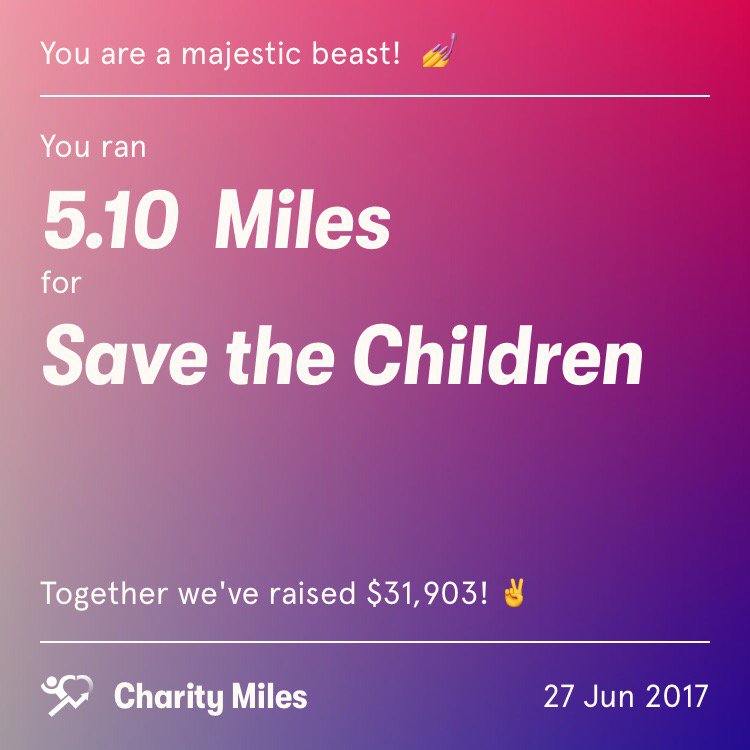 gregk5224's tweet photo. In solidarity w/ #GlobalMoms Relay, 5.1 @CharityMiles for @savethechildren. #JNJ! https://t.co/la3u09Nc5c #doitforJ https://t.co/RulFs1xiS6