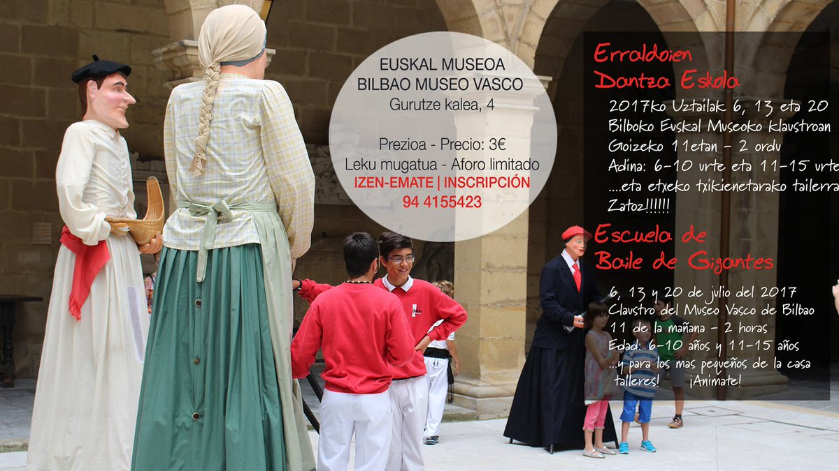 euskalmuseoa's tweet photo. ¡En #julio aprende a bailar #Gigantes! #Taller para peques en el Museo Vasco https://t.co/0TO2rMsdMw
#tallerparapeques #tailerrabilbo https://t.co/KYJIFKvju3