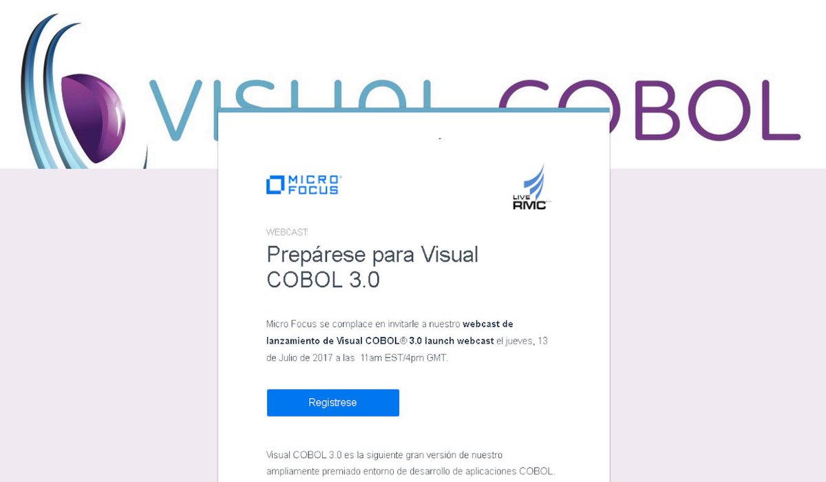 Live_RMC's tweet photo. Web Cast Visual #COBOL 3.0 registrese https://t.co/l6Uo6CzpB6 lea nuestra noticia completa https://t.co/8J5bqgzjrL https://t.co/uq1VQmiARF