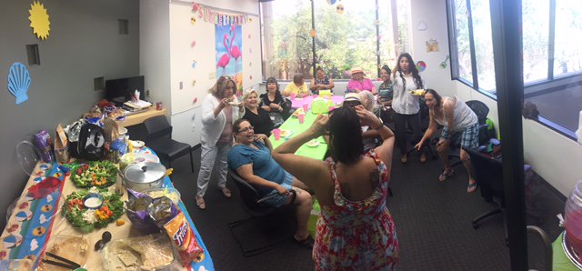 SeniorBridge's tweet image. Our San Antonio branch had a great time celebrating caregiver appreciation with a beach themed party featuring dishes made by associates!