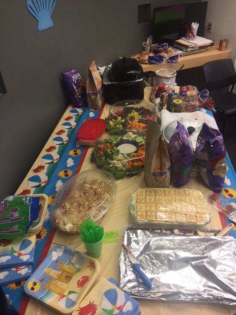 SeniorBridge's tweet image. Our San Antonio branch had a great time celebrating caregiver appreciation with a beach themed party featuring dishes made by associates!