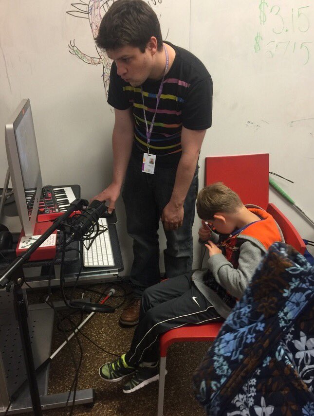 ThomasDoesItAll's tweet photo. Tom is checking out the recording studio at the @carnegielibrary with kids from the BELL program @NFB_voice #BELLprogram #braille #blind https://t.co/GDmKrXdpwb