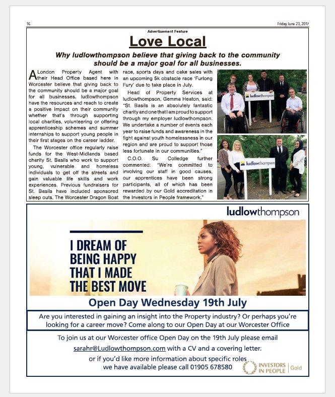 lt_property's tweet photo. We are in the @worcesternews again!  But this time we're talking about our community and the ways we like to give back! #openday #lovelocal https://t.co/f6VEiUDwNK