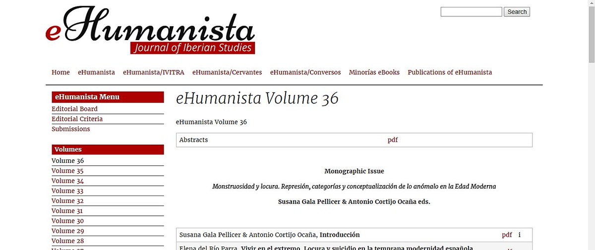 eHumanista 36 (2017) has been just released. Check it out here: ehumanista.ucsb.edu/volumes/36