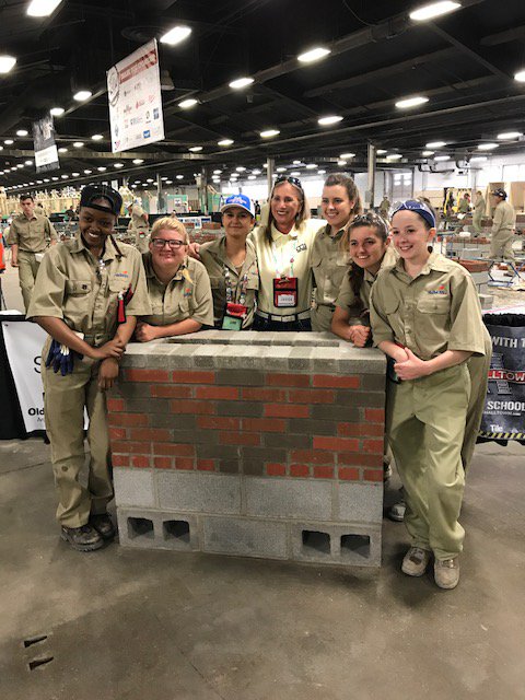 Women in construction! Masonry contestants at the 2017  SkillsUSA competition in Louisville.  #champions  <a href="/NCCER/">NCCER</a> <a href="/BuildYourFuture/">Build Your Future</a>