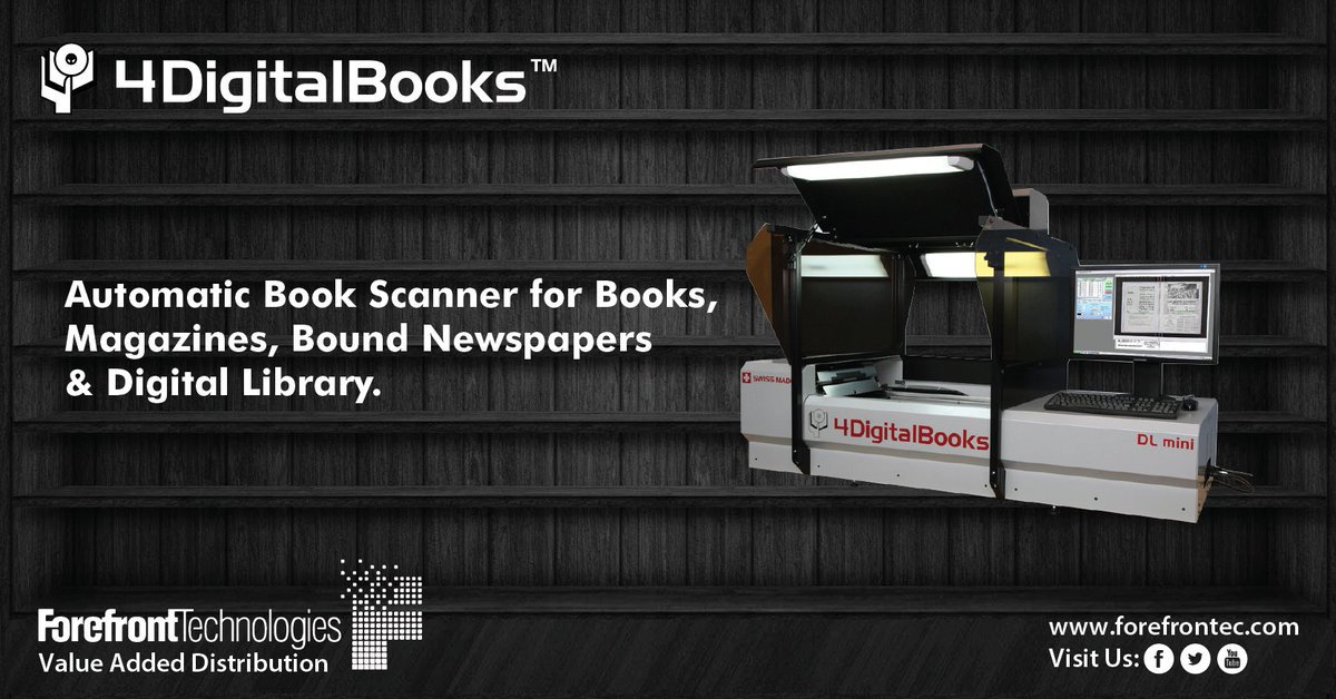 ForeFrontTec's tweet photo. Fully automatic book scanners made in Switzerland by #4DigitalBooks
Request for a demo exclusively @ForeFrontTec #DLMini #digitallibrary https://t.co/6UPxM4MmEr