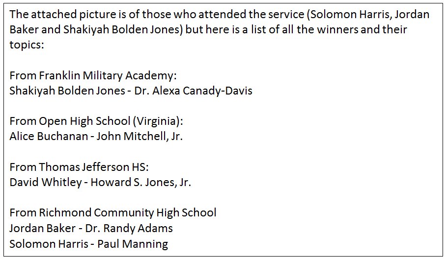 RPS_Schools's tweet photo. CONGRATULATIONS to the @HiddenFigures Contest Winners recognized recently at @spbc_creighton! @FMA_RPS #RCHS #TJHS #OpenHS https://t.co/ofXJdqZZ9C