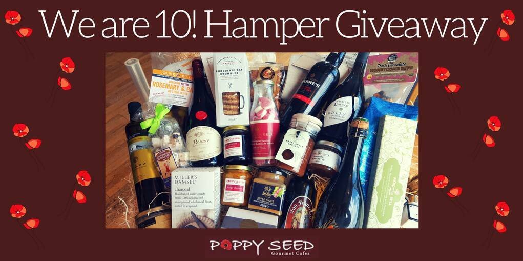 PoppySeedCoffee's tweet photo. We Are 10! Check out our great hamper giveaway on our Facebook page and in-store this Sat 1st July. #poppyseedgalway #weare10 https://t.co/66NPlf8A5L