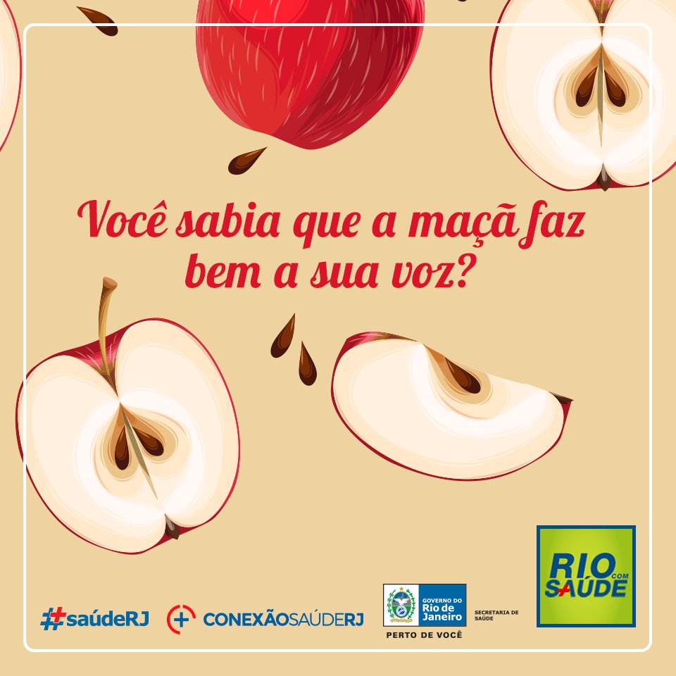 A fruta tem ação adstringente limpando a garganta, trazendo alívio e bem-estar. 
Que tal comer uma maçã hoje? 🍎