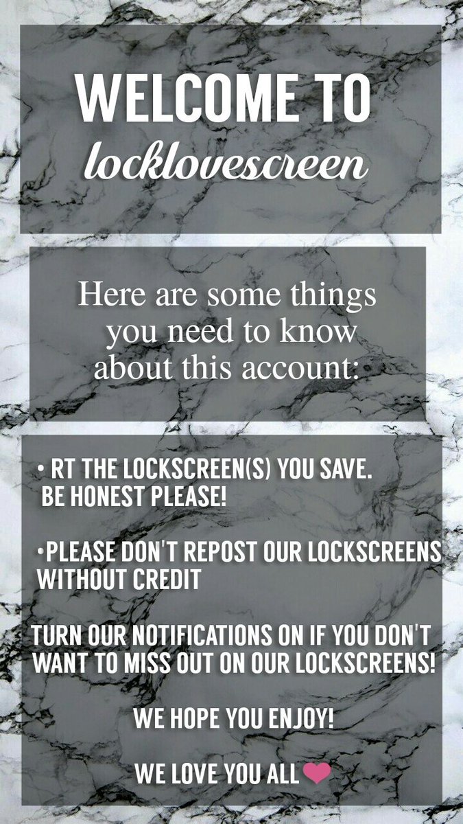 locklovescreen's tweet photo. Hi! If you are a new follower read this! 
We hope you enjoy our lockscreens!
RT or FAV if you read this.
-Admins 😘 https://t.co/WbkHJQzxTV