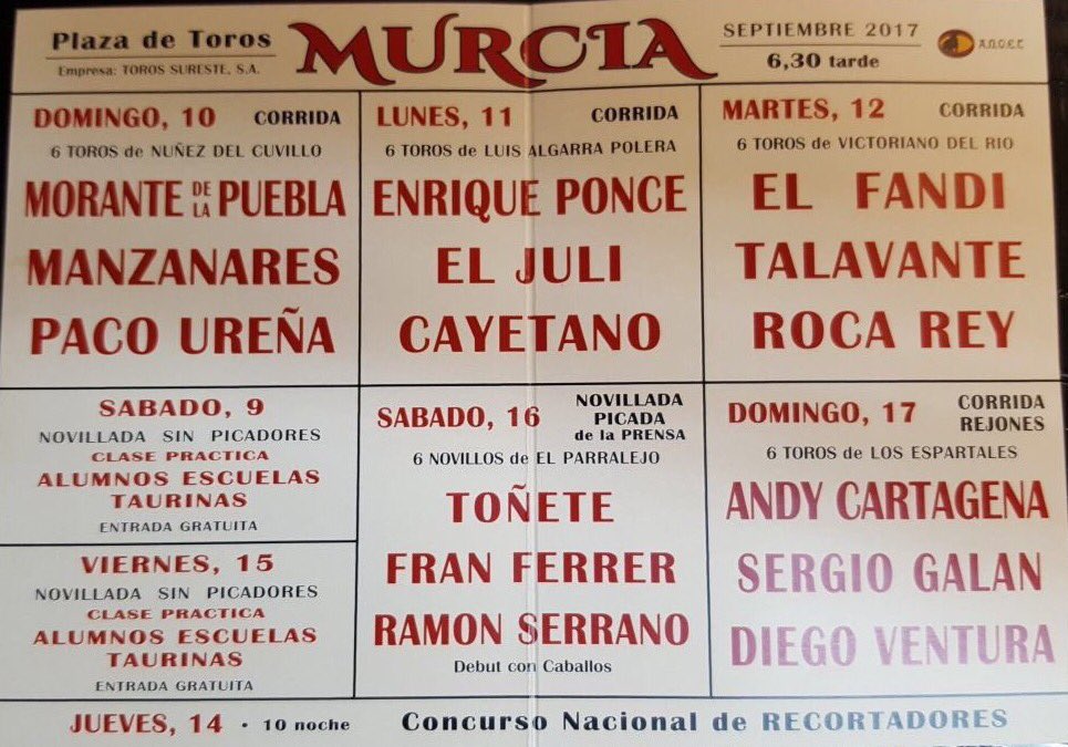 Lo de que el triunfador de la Feria en los dos últimos años <a href="/AntonioPuerta_/">Antonio Puerta</a> se quede fuera del cartel por segundo año es para pensar mal...🙁