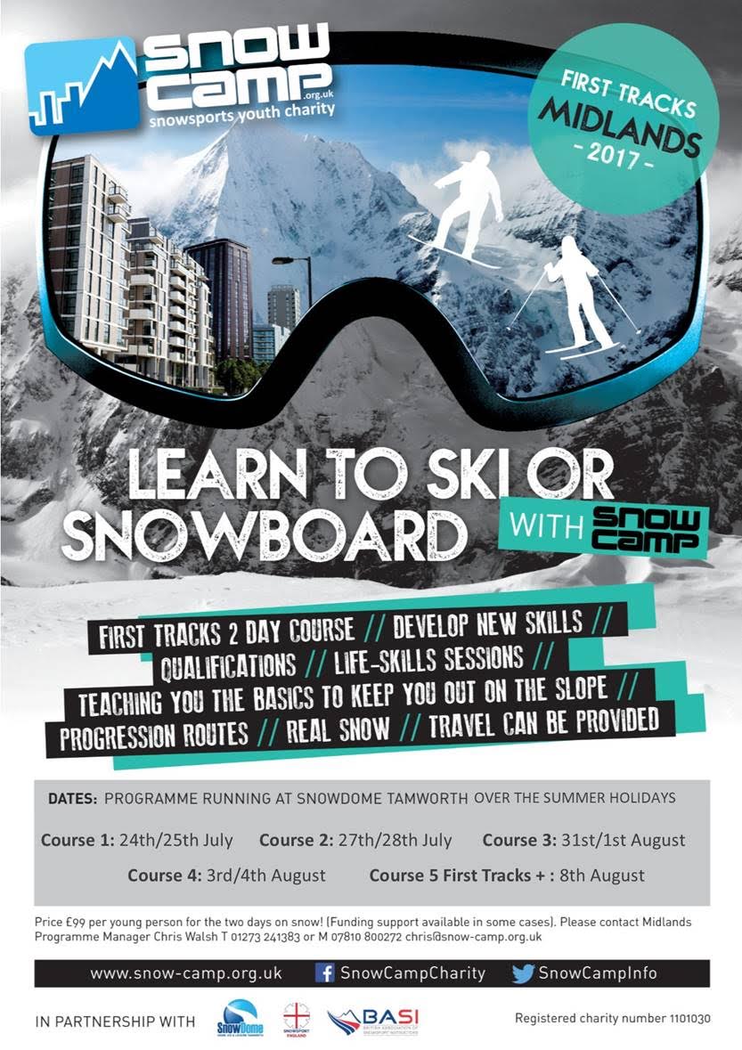 #Snow-Camp First Tracks hits Birmingham in July. Great opportunity for young people (13-21) to learn to Ski/Snowboard &amp; develop new skills