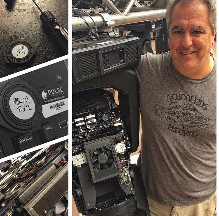 TheRobeWay's tweet photo. #TechTuesday Paul Hoffman @Pulse_Lighting loading @Robelighting #BMFL Spot with #NoteEater gobo @WidespreadPanic #lightingdesign @RedRocksCO https://t.co/ARbdM5myGN