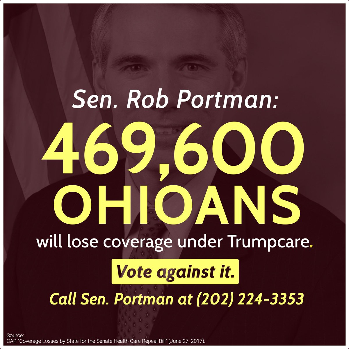 .@senrobportman The Senate Trumpcare bill puts 22 million Americans' lives at risk. Vote NO! #ResistTrumpcare