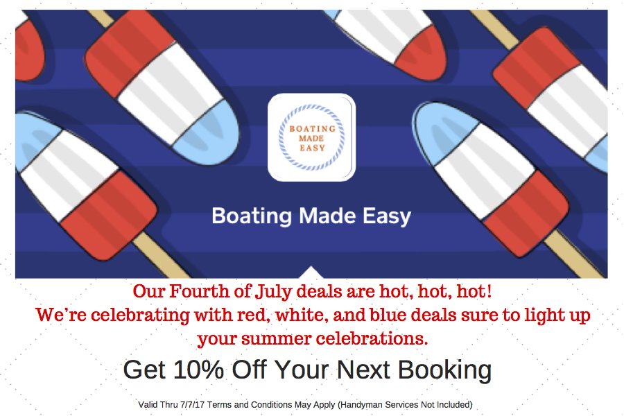 Our 4th of July deals are hot! We’re celebrating with red, white, &amp; blue deals sure to light up your summer celebrations. #Boating #July4th