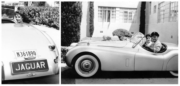 Прекрасная Элизабет Тейлор со своим вторым мужем и Jaguar XK-120.
#АРТЕКС #starsandcars