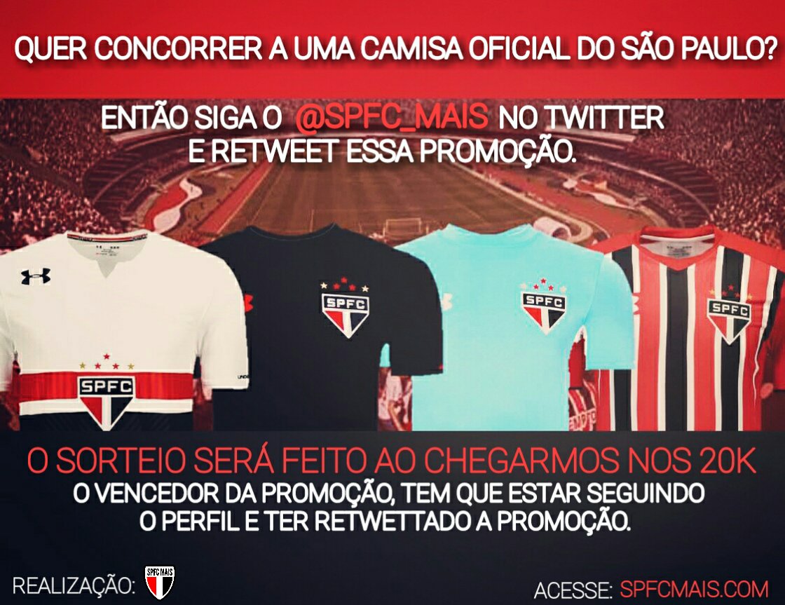 spfc_mais's tweet photo. PROMOÇÃO NO SPFC MAIS!
Para concorrer, basta seguir o perfil, RT nessa promoção e você já estará participando!! 

Boa sorte tricolores! 👊 https://t.co/54ZrM6SWG9