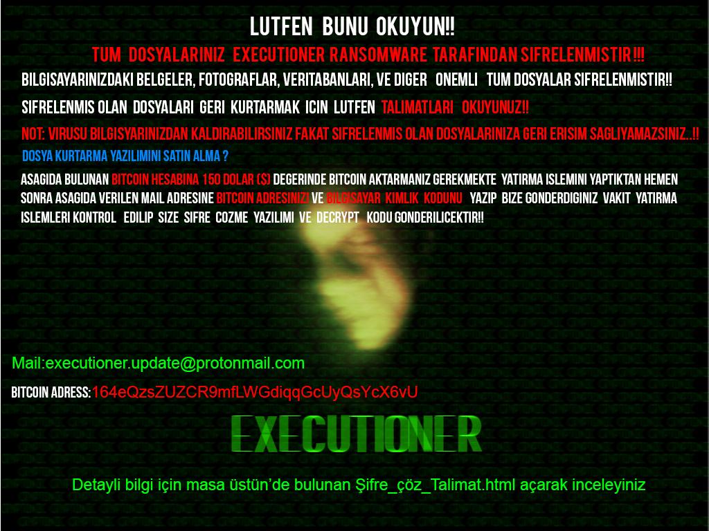 demonslay335's tweet photo. New sample of #Executioner #Ransomware, random 6char ext for each file. Still #decryptable, victims contact me - https://t.co/musNoAFKzc https://t.co/dZU3p2NkVw