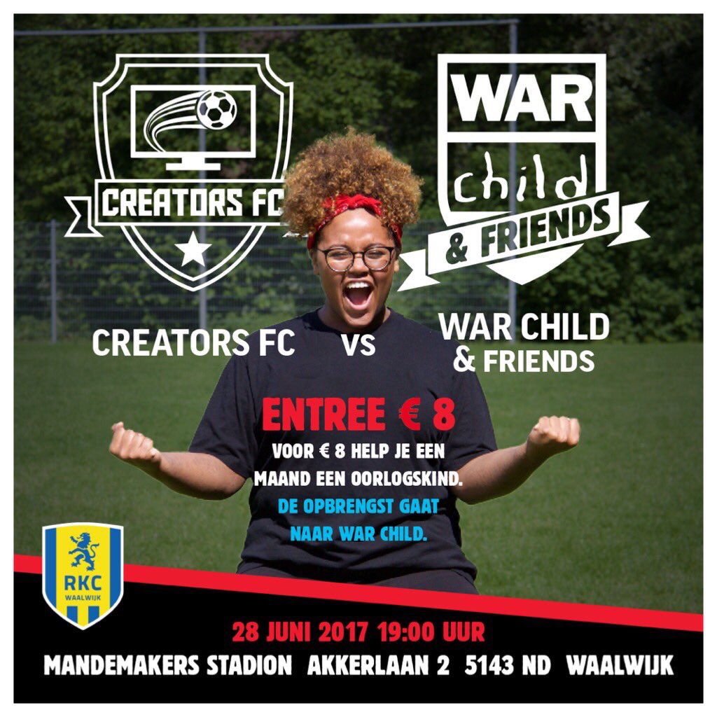 VOETBALLEN MORGEN! Koop je tickets asap &amp; zie O.a. <a href="/DylanHaegens/">Dylan Haegens</a> <a href="/ponkers/">Ania</a> <a href="/Brittscholte/">Britt</a>  <a href="/niekr97/">Niek Roozen</a> en mij shinen! bit.ly/warchildandfri…