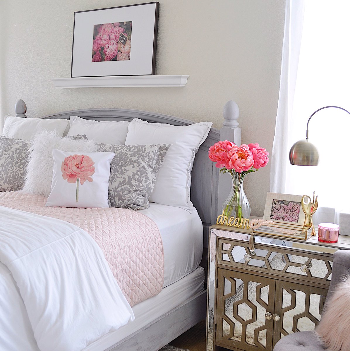 Summer #bedroom update <a href="/HomeGoods/">HomeGoods</a> #blush #pink 2ladiesandachair.com/blog/2017/6/12…
