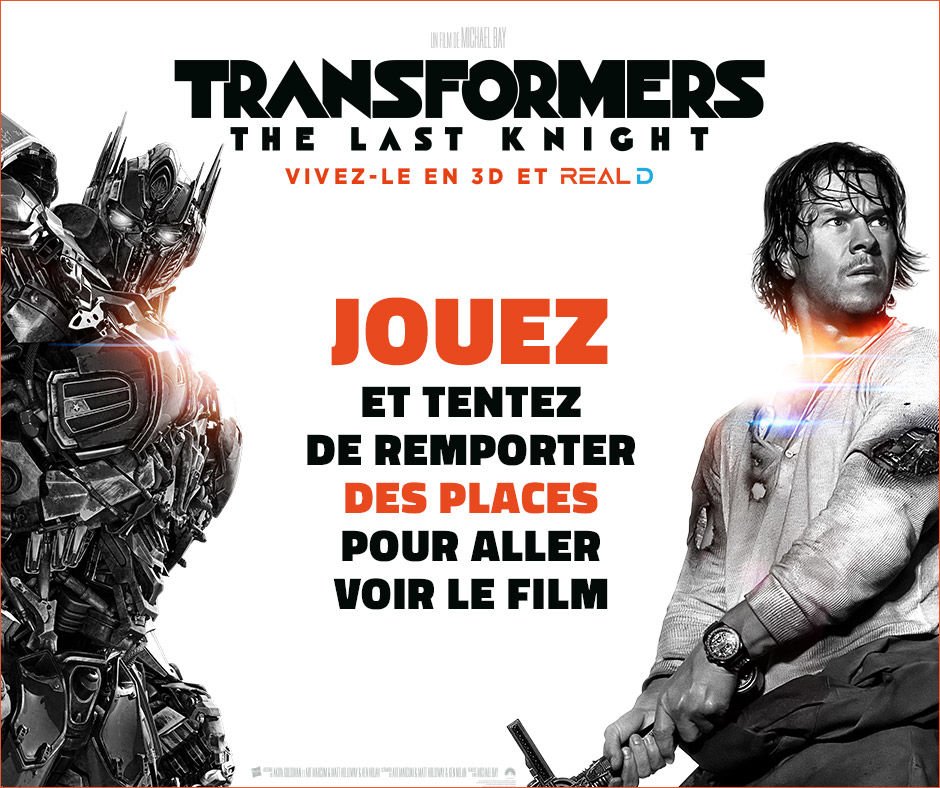 RealD_FR's tweet image. Tentez de gagner 2x2 places pour #Transformers ! Follow @paramountfr @RealD_FR love, retweet and post a comment #RealD3D ! 🚗 🚕 🚌