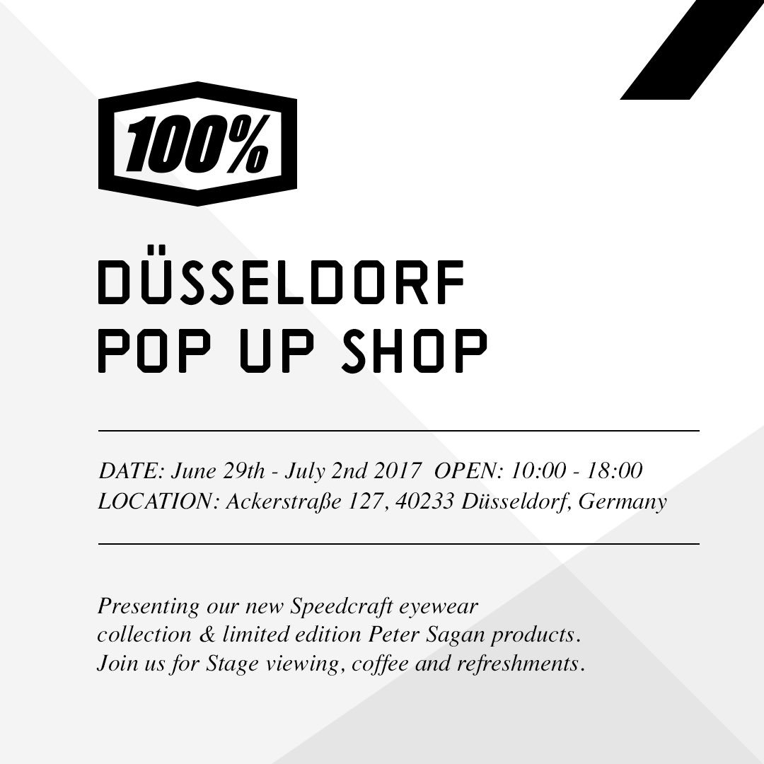 Rendez vous au magasin <a href="/ride100percent/">100%</a> à Düsseldorf du 29juin au 2juillet