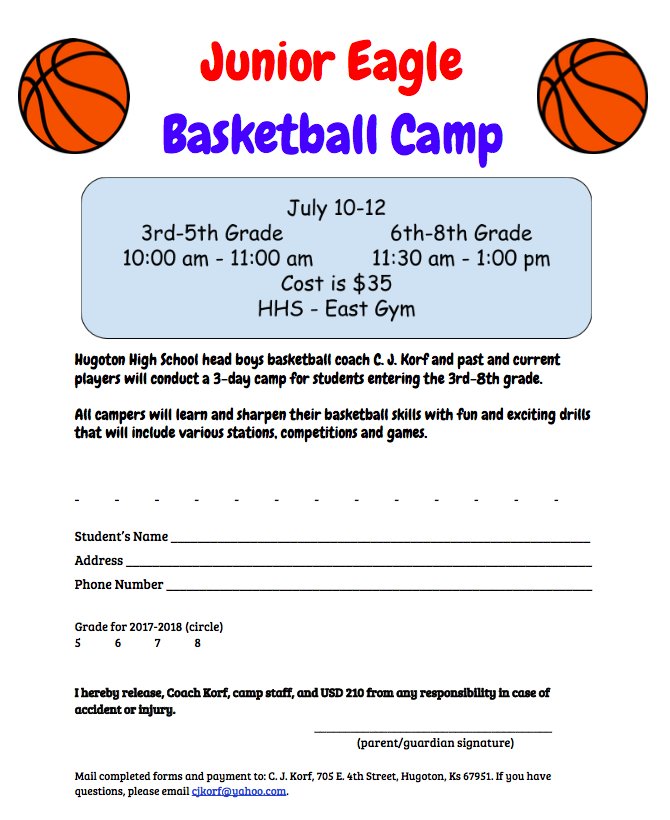 HugotonHoops's tweet photo. Excited to announce the upcoming Jr. Eagle Basketball Camp for 3rd-8th graders! See below for more info: https://t.co/og280fv7s6