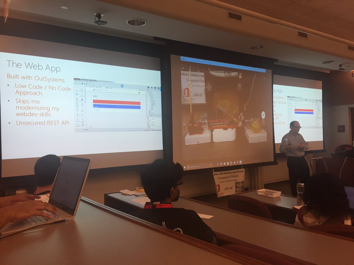 OutSystems's tweet image. Great demo from @michaelbl with RaspberryPi, Windows 10 and OutSystems. #CoderConference