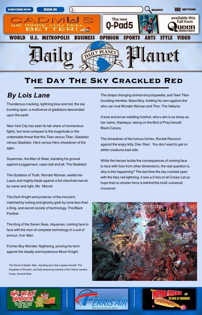 EXCLUSIVE:
❝The day the sky crackled red❞ 
by Lois Lane 

#MarvelvsDC 

Read: tl.gd/n_1sq02e1