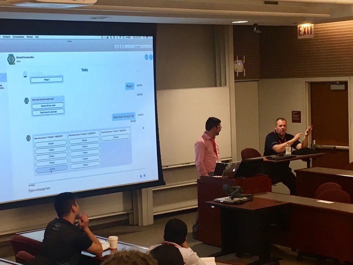 CoderConference's tweet image. Rounding out our #mobile track: Adam Lepley and Dr Mark Roden presented &quot;Creating Bots with JS and MS Bot Framework&quot;.  Very informative!
