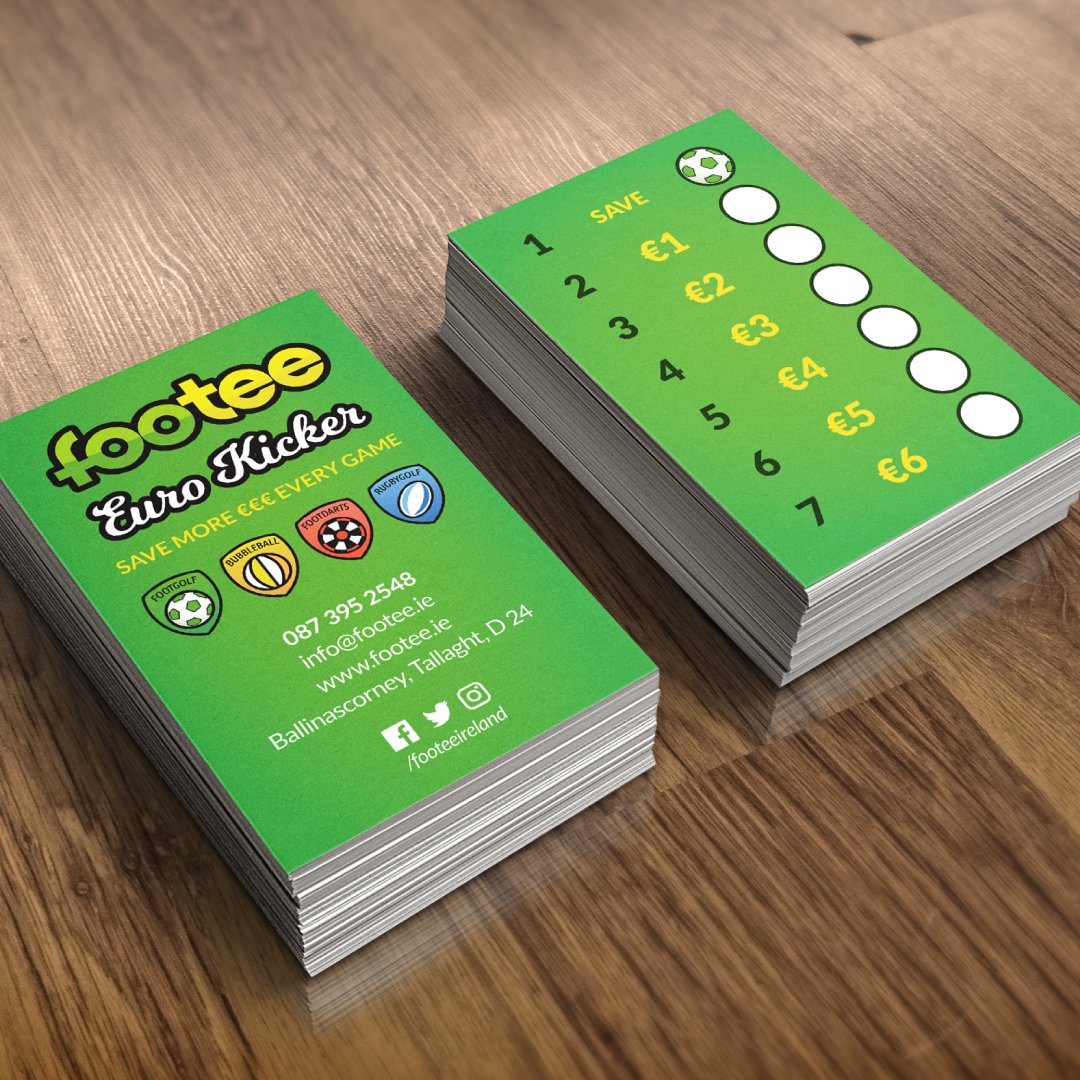 footeeireland's tweet photo. The awesome new #footee loyalty card is here! It's called the Euro Kicker - the more you play, the less you pay!! Get yours today #loyaltee https://t.co/SFBQ8ltUXM