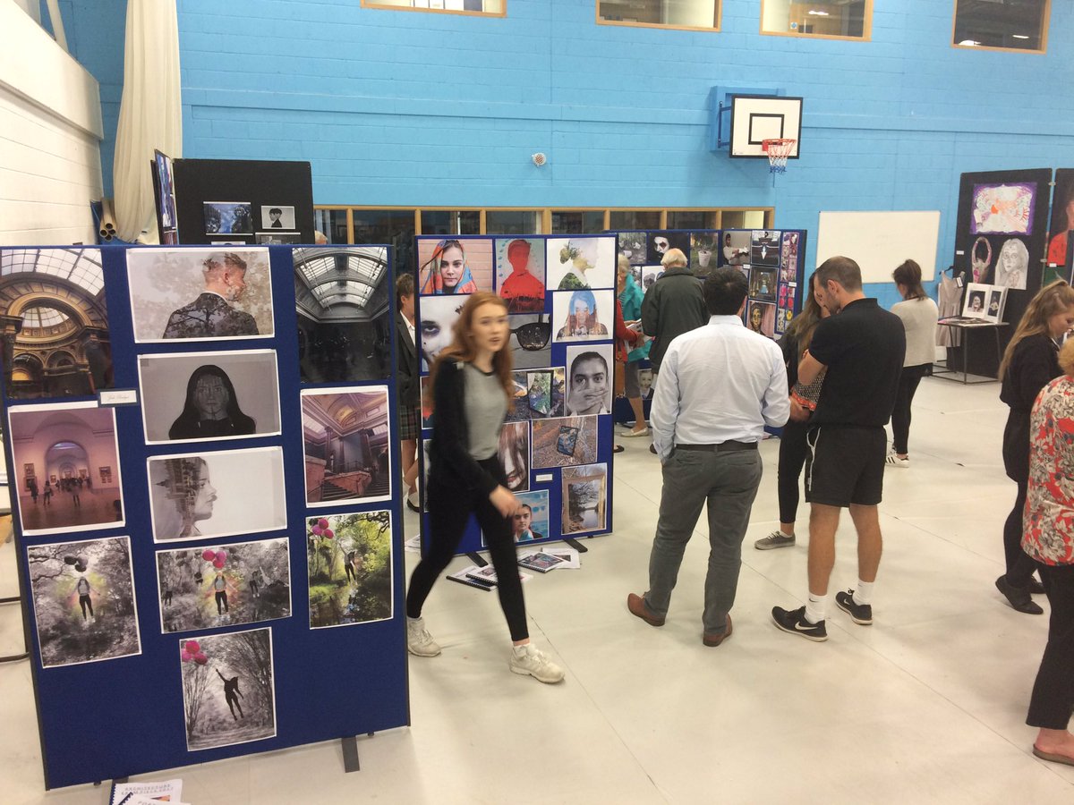 HeadEsherHigh's tweet photo. GCSE Art, photography and design showcase. A brilliant standard of work and many visitors. https://t.co/mv2zpoAXug