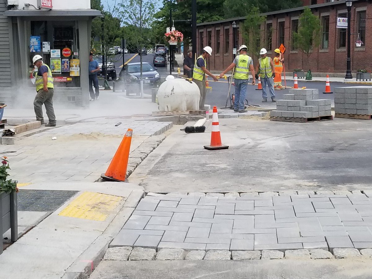 New crosswalks on Biddeford's Main Street as part of the downtown revitalization.  Looking good!